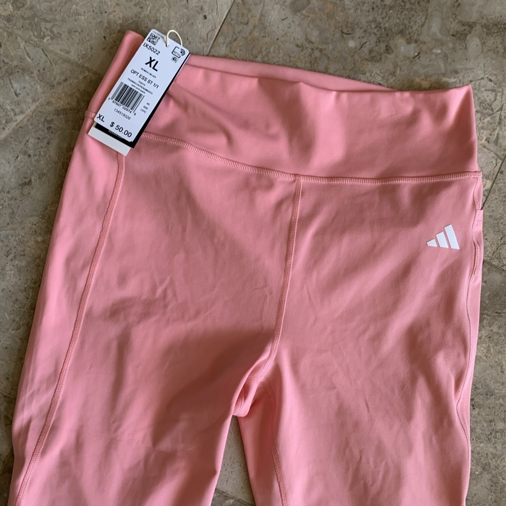 Adidas Womens Leggings Training Tights Sz XL Pocket (Opt Ess St 1/1 ) Pink *NEW*